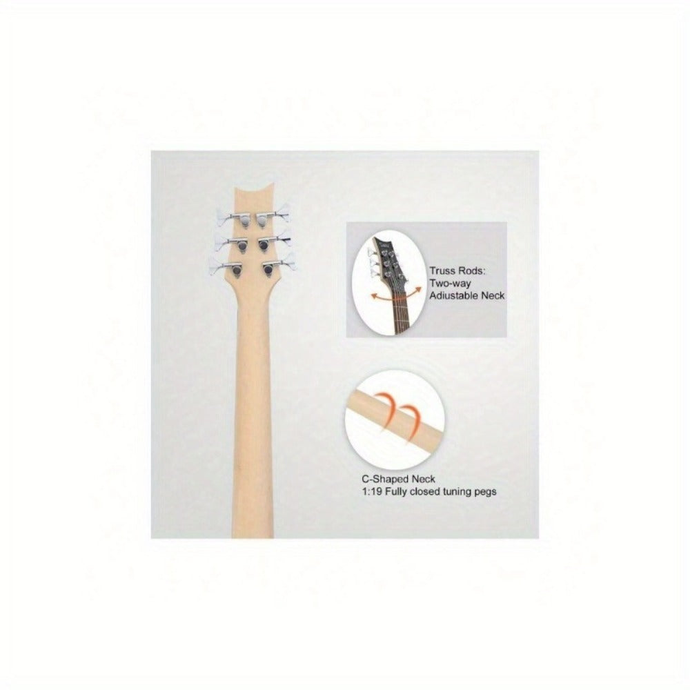 Electric Bass Guitar, Adjustable, 44 Inch, White, Inch, GIB for Lessons and Practice