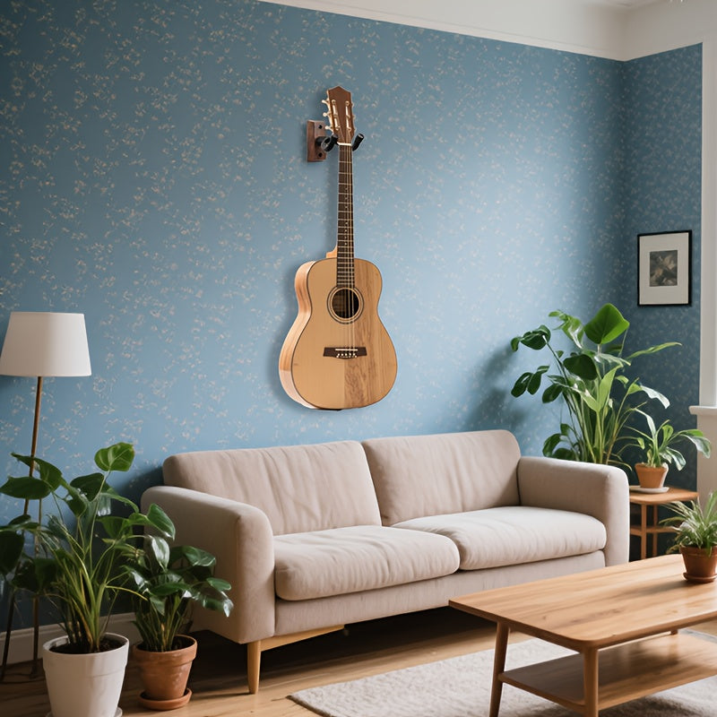 2pcs, 3pcs, 4pcs Optional | Guitar Wall Stand with Rotatable Soft Hook, Suitable for All Sizes of Guitars, Hardwood U-shaped, Black Walnut Wood, Easy to Install, Polished