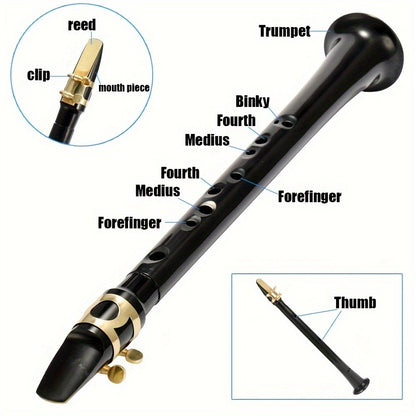 C-Key Pocket Saxophone, Portable Mini Woodwind Instrument with Carry Bag