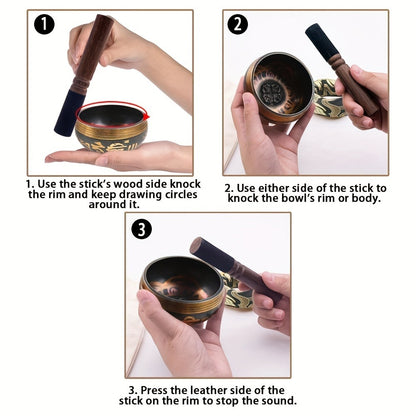 Nepalese Singing Bowl, 3.15-Inch Handcrafted Meditation Sound Bowl