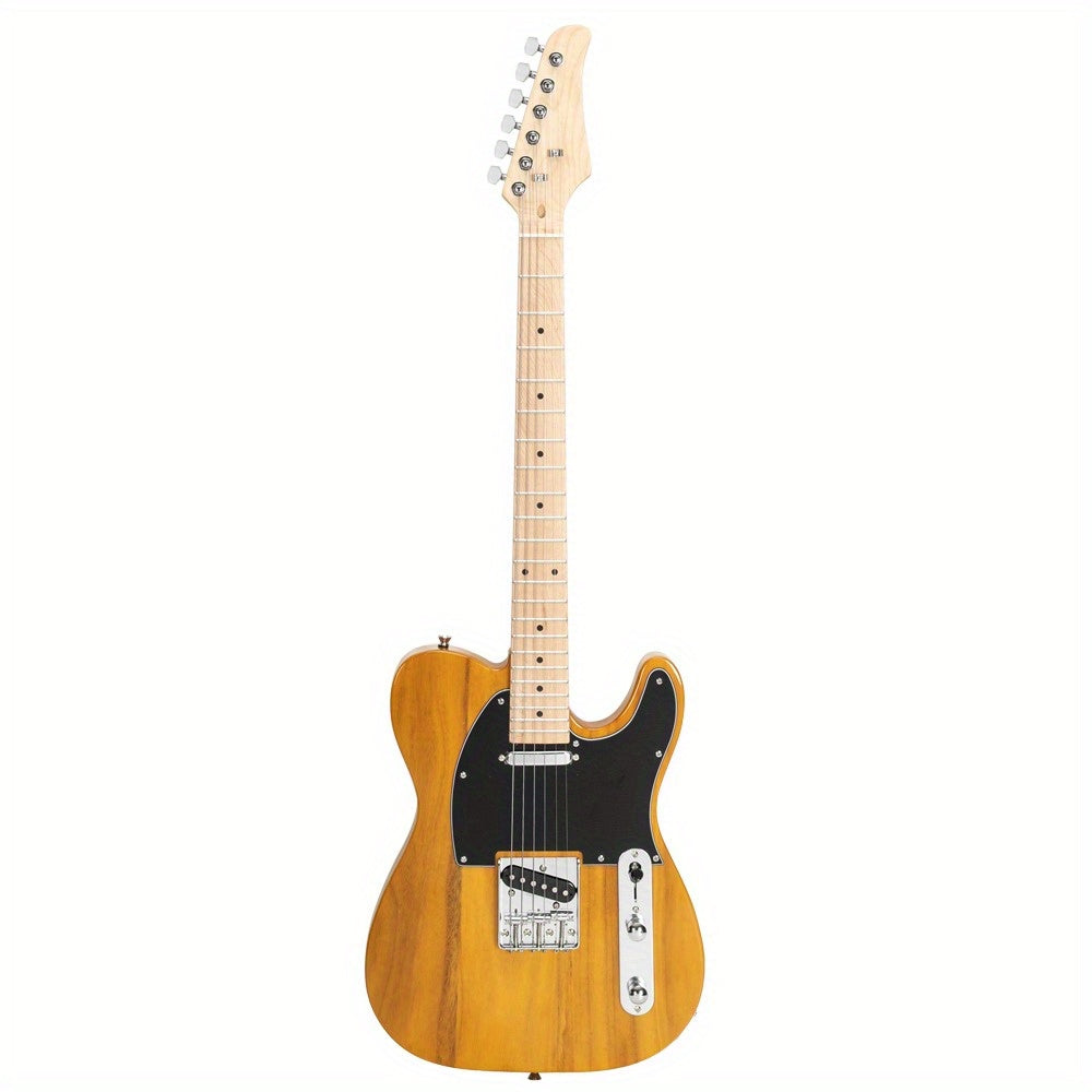 DTL Solid-Body Single-Coil Pickup Electric Guitar, Maple Fretboard, Transparent Yellow End with Black Pickguard