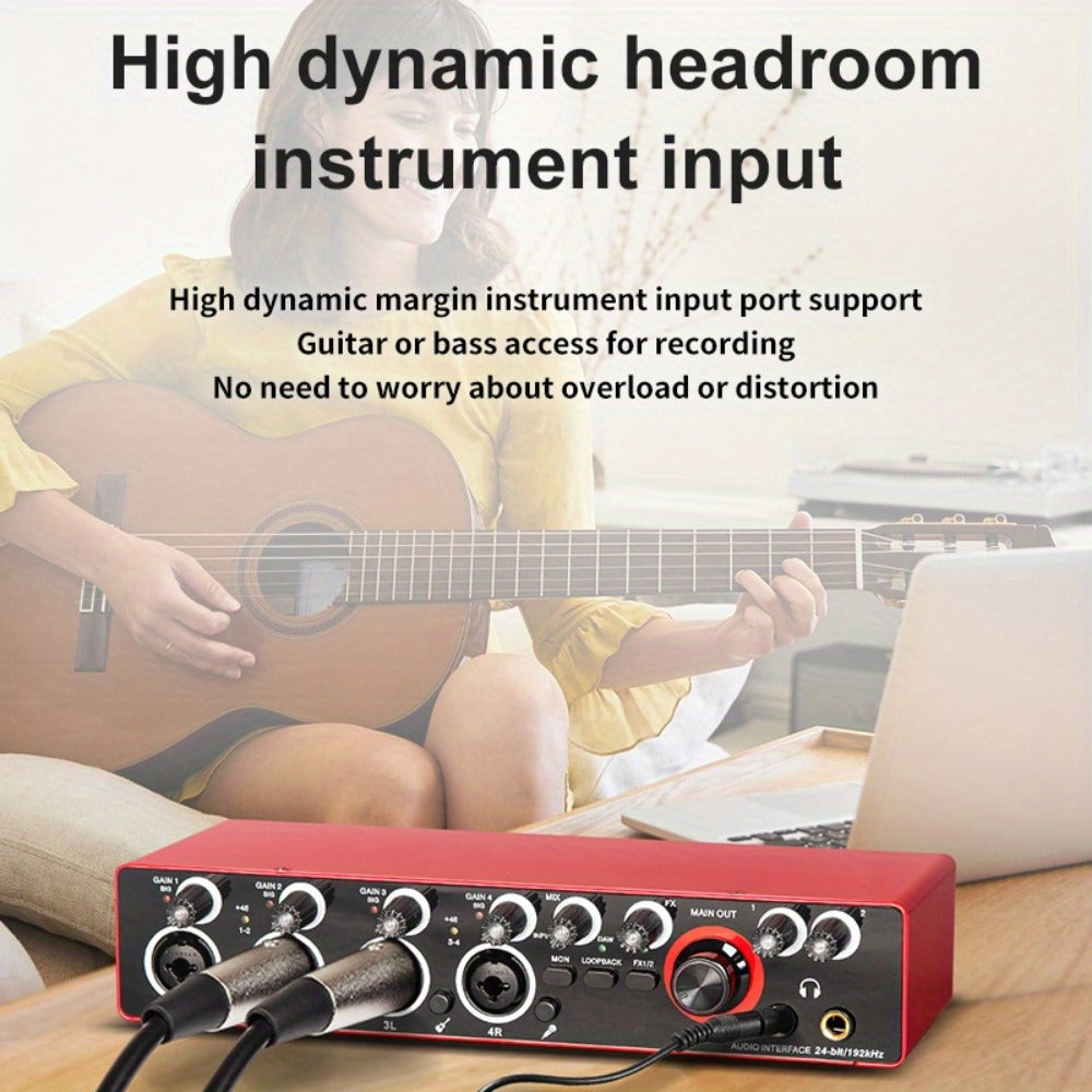 USB Audio Interface, 192Khz, Professional, 4-Channel, Sound for Recording and Streaming