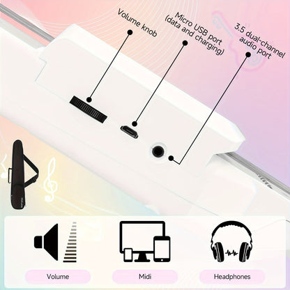 USB Charging Smart Acoustic Electric Guitar Pocket Guitar Standard MIDI Guitar Christmas Travel Guitar Chord Practice Portable Guitar Neck for Trainer Beginner AI LCD