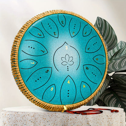 Steel Tongue Drum, 13-Inch 15-Note C Major Set with Mallets and Songbook