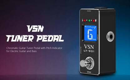 Chromatic Instrument Tuner, Tuner Pedal, True Bypass, Pedal for Guitar and Bass Tuning