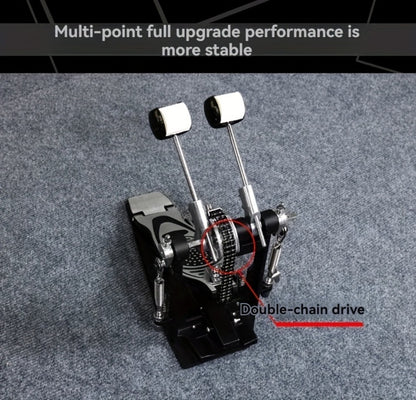 Bass Drum Pedal, Double, Pedals, Chain for Operating A Kick Drum Or Percussion