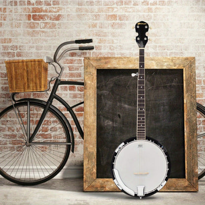 5-String Closed-Back Banjo, 24-Bracket Beginner Instrument with Case