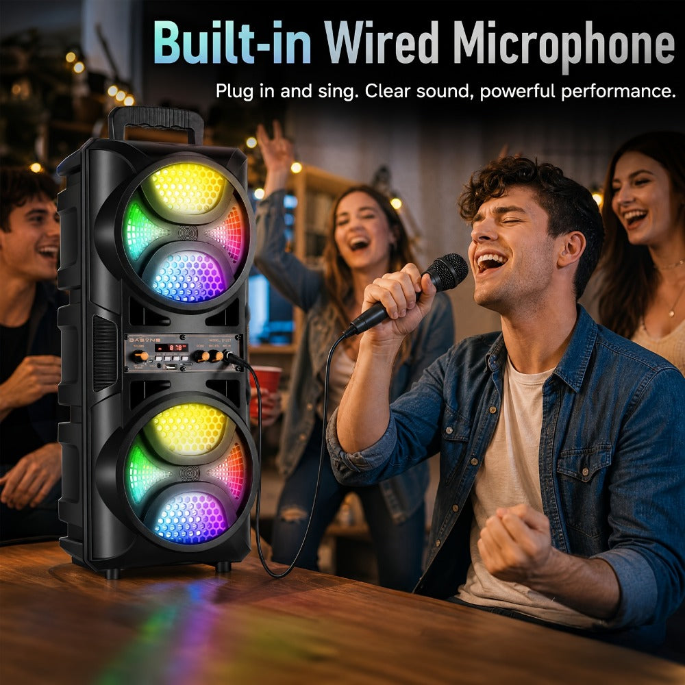 Portable PA Speaker, 10m, RGB, Remote Control, System, Wireless for Parties and Karaoke