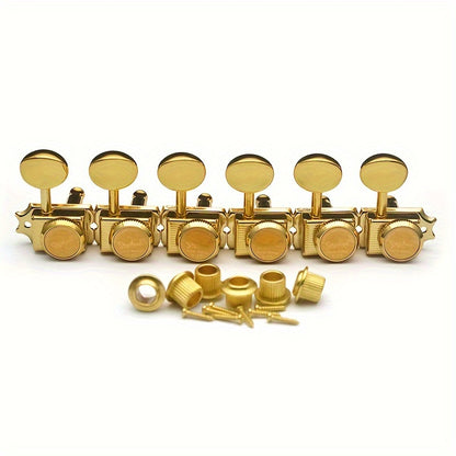 SAPHUE 6pcs Chrome Inline Guitar Locking Tuners - Vintage for Style, Easy Install, for ST And TL Electric/Folk/Acoustic Guitars