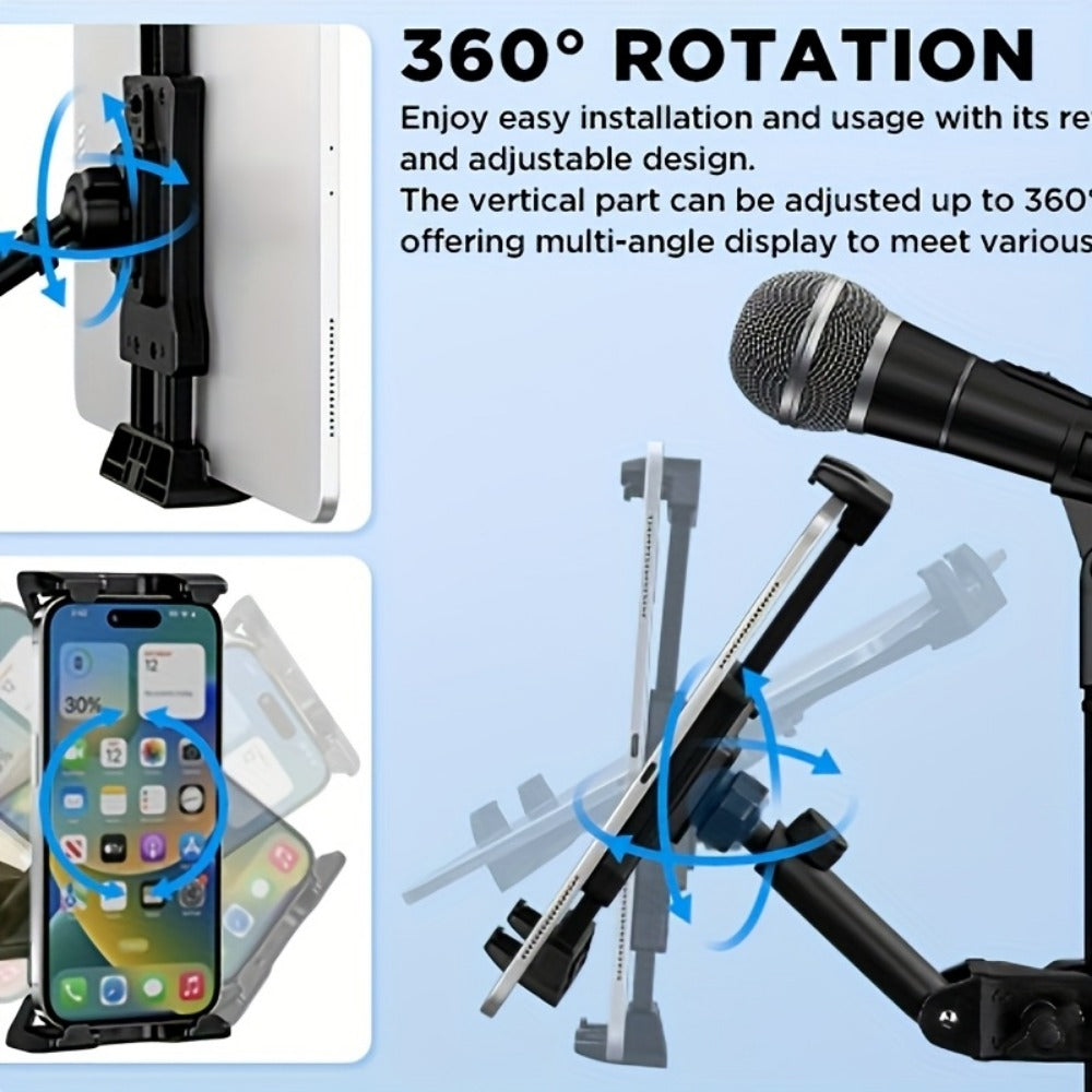 Microphone Stand Tablet Holder for 4.7 to 13.5-Inch Phones and Tablets
