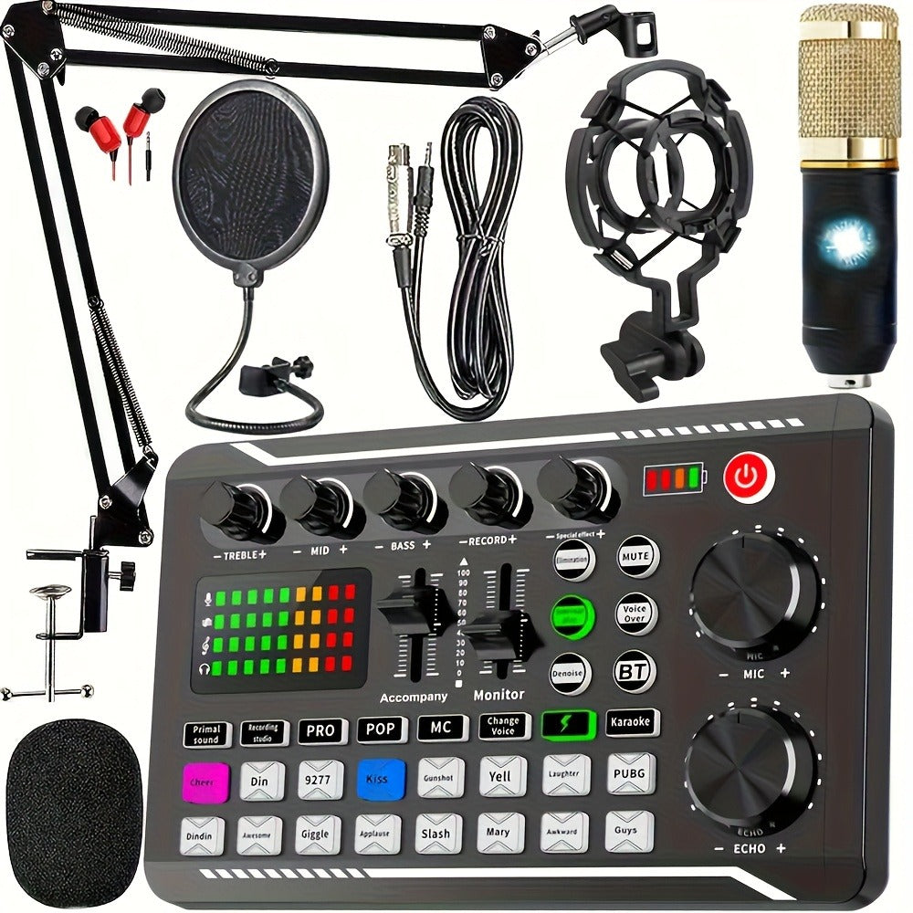 USB Audio Interface, V8K + BM800, USB-C, USB, Podcast, Equipment, Bundle for Recording