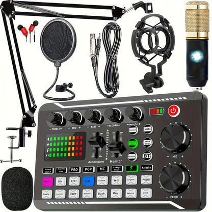 USB Audio Interface, V8K + BM800, USB-C, USB, Podcast, Equipment, Bundle for Recording