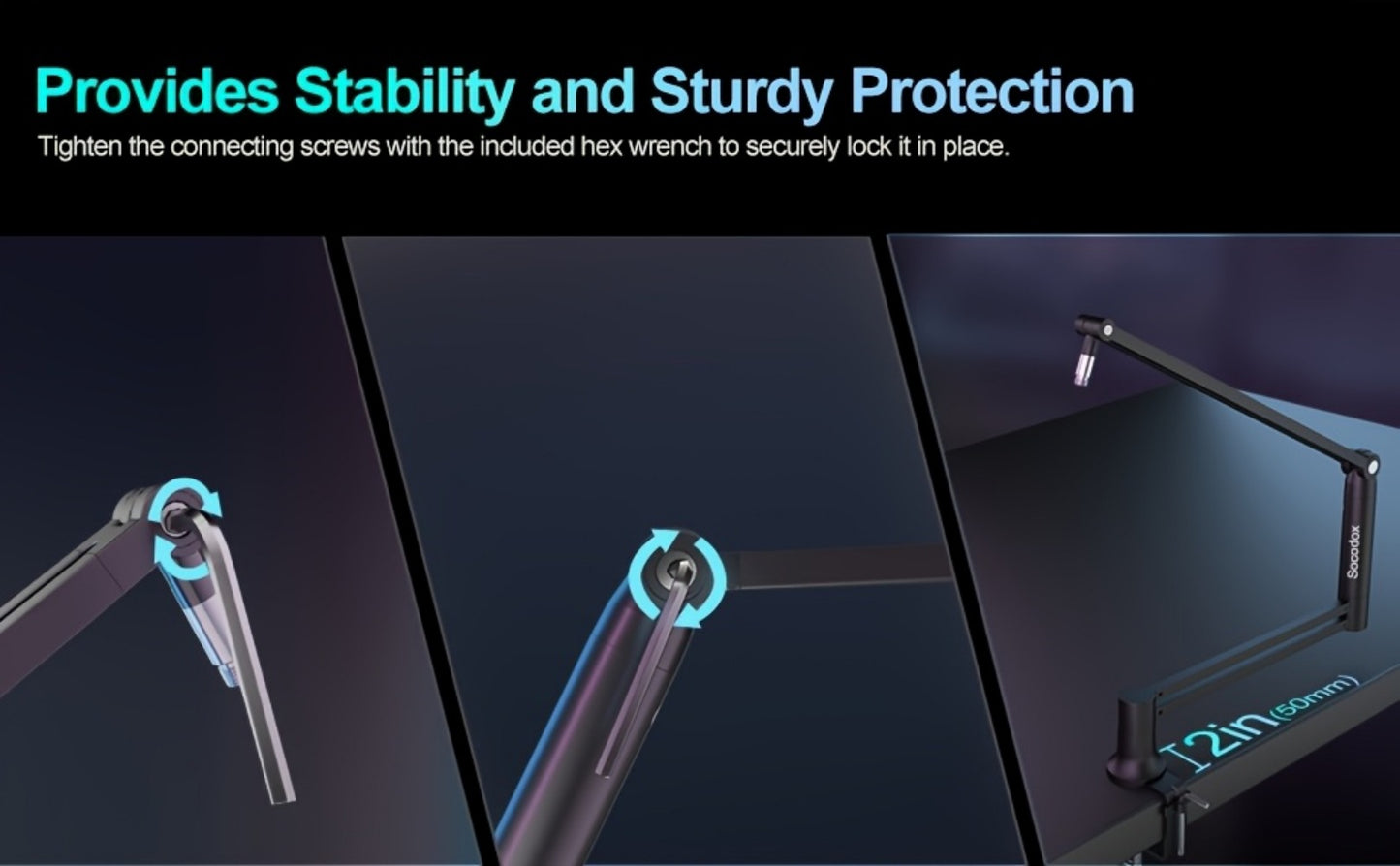 Low-Profile Microphone Boom Arm, 360-Degree Foldable Desk Mount Stand