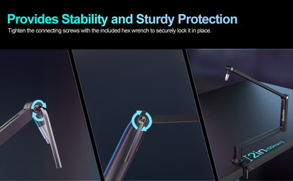 Low-Profile Microphone Boom Arm, 360-Degree Foldable Desk Mount Stand