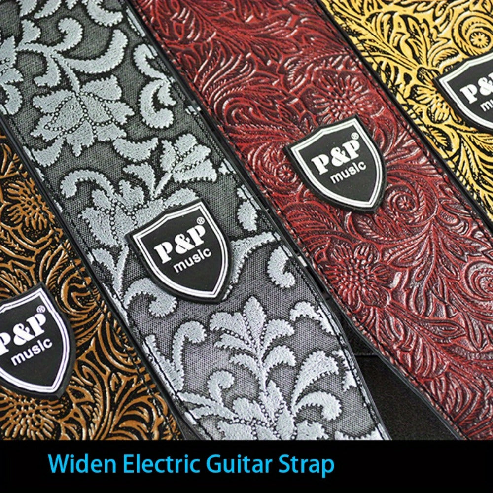 Adjustable Guitar Strap, Silvery, Adjustable, Genuine, Leather, Compatible for Supporting