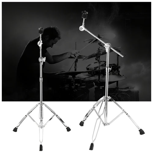 Tambourine Stand Upright And Boom Tambourine Stand Dual Legs with Adjustable Height And Angle, Drum Set Tambourine Stand Heavy Duty Boom/Upright Combo with Rubber Feet for 14-20 Inch Tambourines