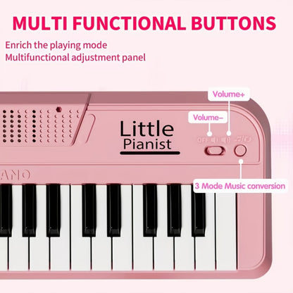 Mini Piano Keyboard, Blue, Portable, 37-key, Children for Basic Music Play And Portable