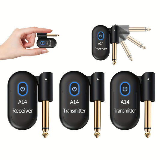 Wireless Guitar System 2.4Ghz Wireless Guitar Transmitter Receiver Rechargeable Audio Wireless Transmitter 2 Modes, Thumb-Size, 90 Degree Rotatable, Rechargeable Li-Battery, 100Ft Range, 10H, Plug And Play for Electric Guitar, Bass, Violin, Keyboard