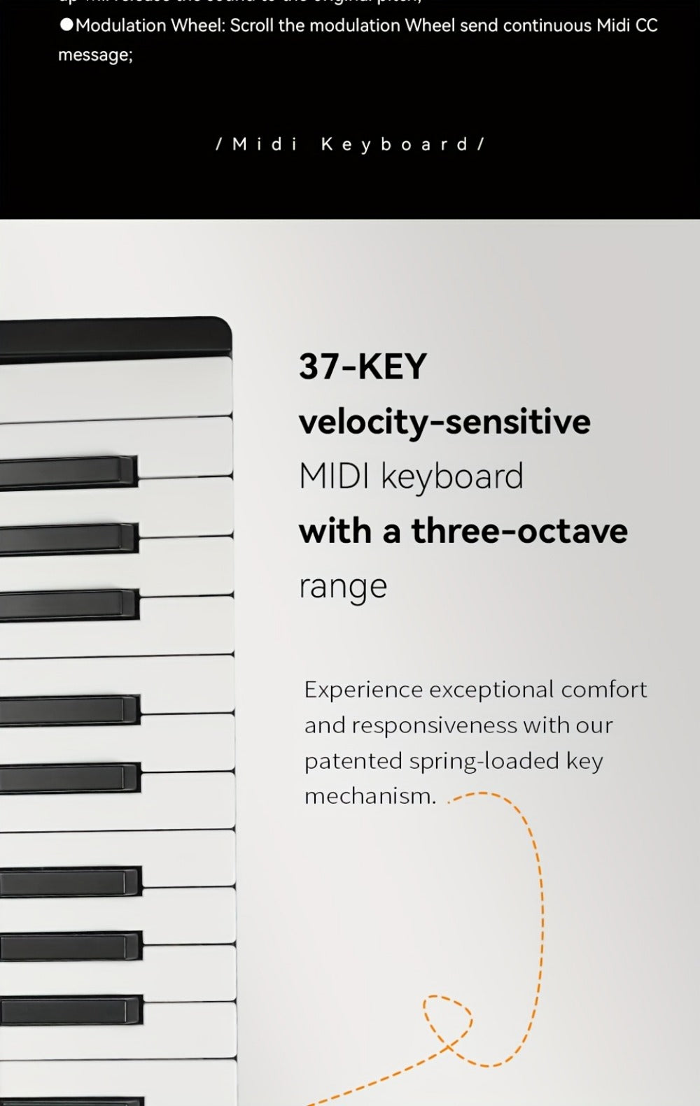 MIDI Keyboard Controller, Wireless, 37 Keys, M-VAVE, SMK37PRO for Music Production