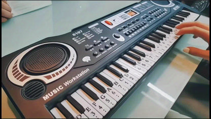 Complete Accessory Set for a 61-Key Electronic Keyboard, Including a Microphone, Sheet Music, And Key Stickers, Ideal for Home Practice And Beginners. A Perfect Gift for Birthdays And Holidays for Family