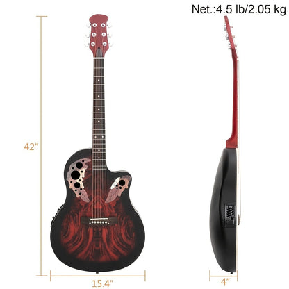 Acoustic Guitar, Adjustable, Full Size, Electric, 41-Inch for Lessons and Practice