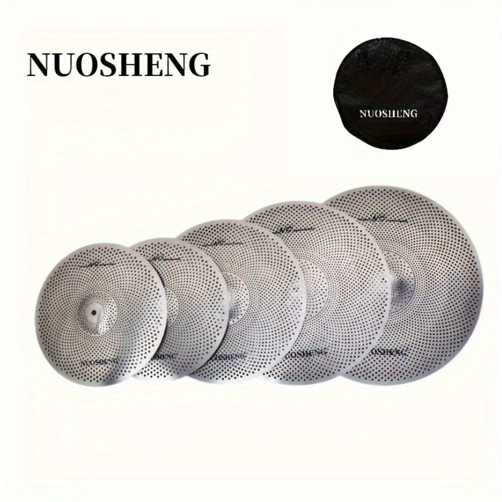 Drum and Cymbal Mute Set, 5pcs, Jazz, Cymbals for Lower-Volume Drum Practice And Rehearsal
