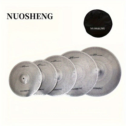 Drum and Cymbal Mute Set, 5pcs, Jazz, Cymbals for Lower-Volume Drum Practice And Rehearsal
