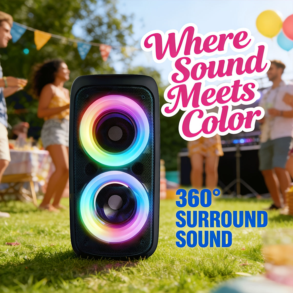 Wireless Speaker Portable Wireless Karaoke Speaker | Sleek, Compact High-Power Subwoofer Speaker with 1200mAh Battery, Supports TF Card & USB, Modern Sound Quality, Christmas Atmosphere, Black ABS Material, Tabletop Mount, Button Control