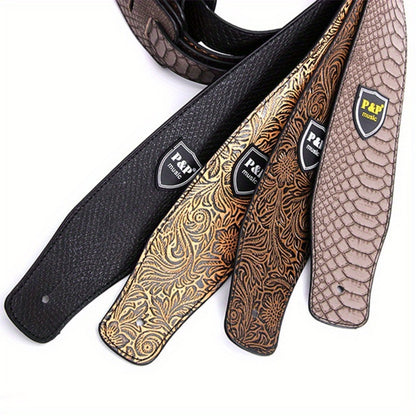 Adjustable Guitar Strap, Silvery, Adjustable, Genuine, Leather, Compatible for Supporting