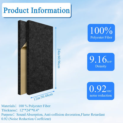 Acoustic Wall Panel, White 6 Pieces, 12pcs, 6/12pcs, High for Reducing Room Reflections In