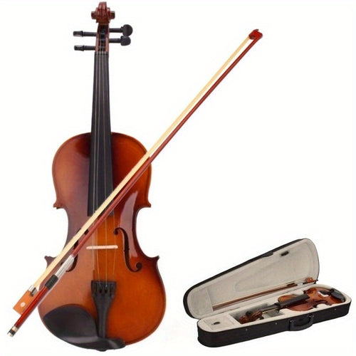 New 4/ 4 Acoustic Violin Case Bow Natural