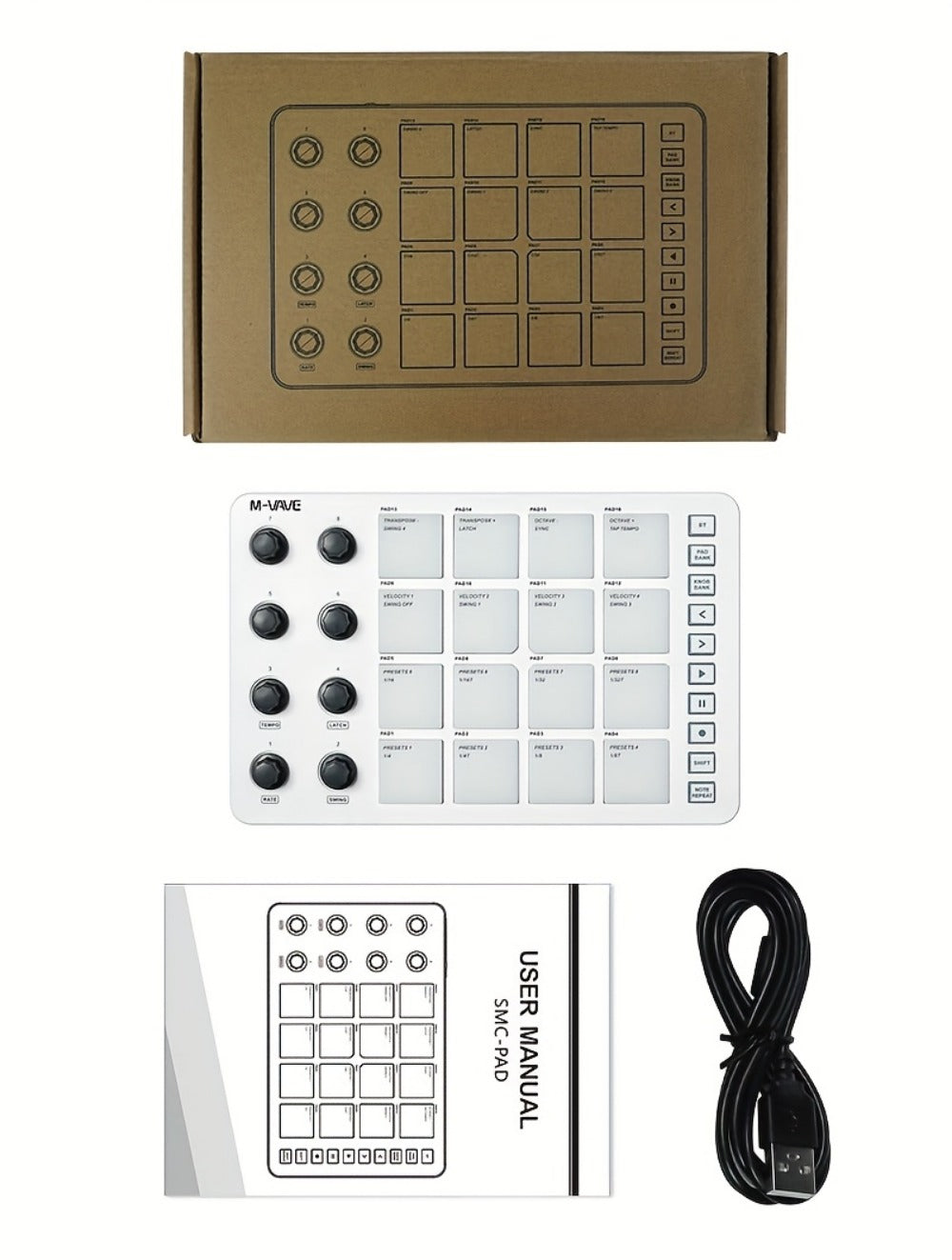 MIDI Pad Controller, Wireless, USB, M-VAVE, Portable for Music Production