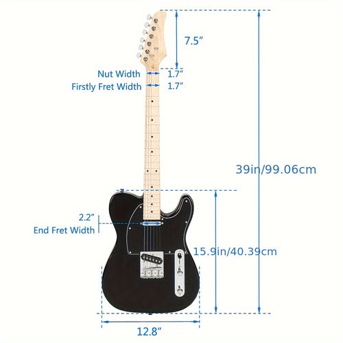 Solid Single-Coil Pickup Maple Fingerboard DTL Electric Guitar SS Pickup with Complete Additions Black