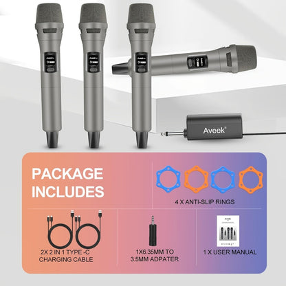 Wireless Karaoke Microphone, Wireless, USB-C, Aveek, Dynamic for Portable Singing