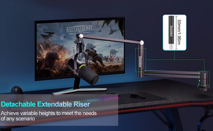 Low-Profile Microphone Boom Arm, 360-Degree Foldable Desk Mount Stand