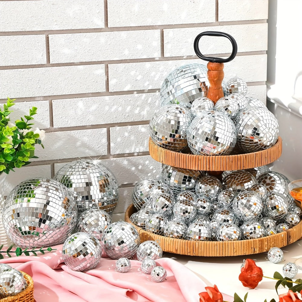 Disco Ball Decoration, 74pcs, Different, Sizes for Disco-Themed Parties