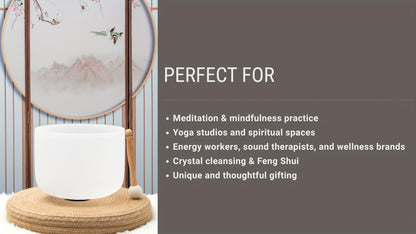 Quartz Crystal Singing Bowl, 8-Inch White Sound Bowl with Mallet