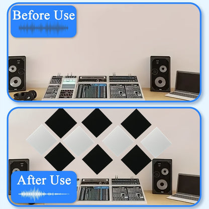 Self-Adhesive Acoustic Wall Panels, 12-Inch Sound Treatment Tiles