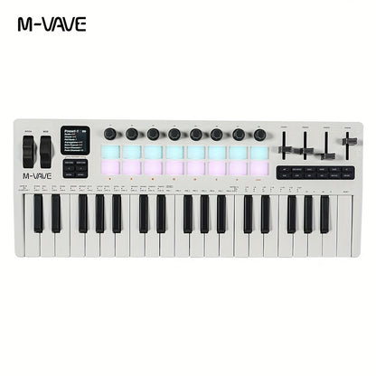 M-VAVE SMK-37 Pro Portable MIDI Keyboard with 37 Keys, Synthesizer, Music Composition Controller, And Drum Pads