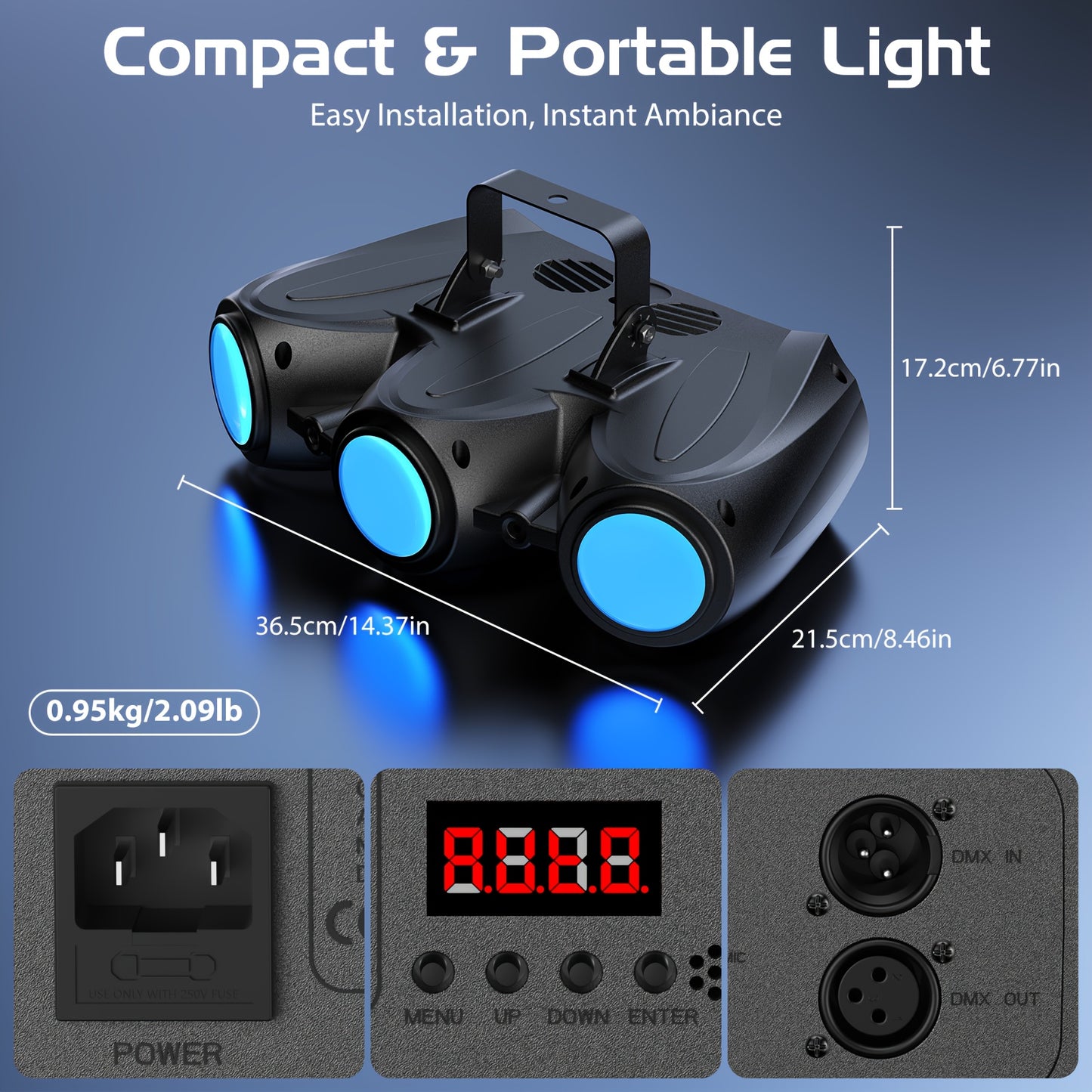 [Ideal For DJ Parties] 40W LED Laser RGBW Stage Light With 23 Programmable Dynamic Effects And Starlight Show Controlled By Auto And Sound-Activated DMX With Adjustable Speed/Sensitivity Ideal For DJ Parties/Ktv/Home