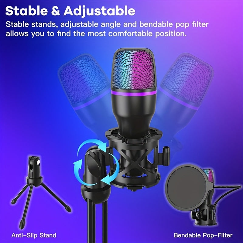 USB Capacitive Microphone, Portable Noise-canceling Wired Microphone, Professional Live Streaming Recording Microphone, Compatible with Various Devices, Suitable for Gaming, Recording, And Calls, Studio Recording, Call Microphone, Portable Design, Lightwe