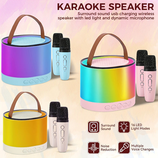 Portable Karaoke Machine with Cordless Microphone & Stereo Wireless Speakers, Wireless Karaoke System Suitable for Home, Parties, Outdoor - Compatible with Smartphones/Tablets (Type-C Charging) - High-End Version, Ideal Gift (/Bright /)