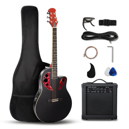 Acoustic Guitar, Blue, Full Size, BONNLO, 41In, Cutaway for Lessons and Practice
