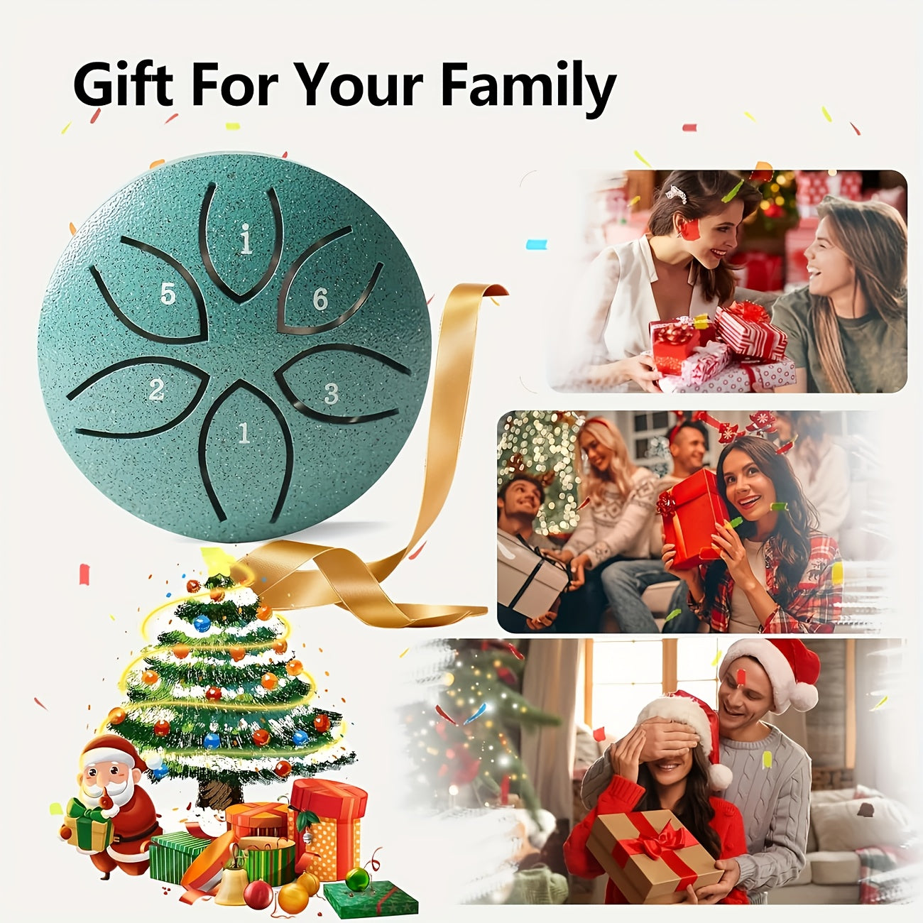 3-inch 6-tone Mini Portable Steel Tongue Drum - Beginner Handheld Percussion Instrument - Carbon Steel Hollow Drum, Includes Drumsticks, Cleaning Cloth, Sheet Music, and Easy Learning Guide, Essential for Carnivals and Weddings, Christmas