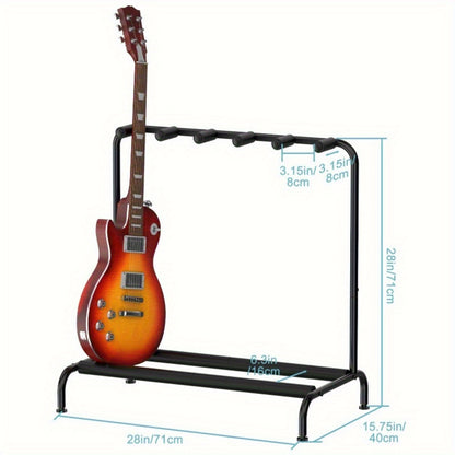 The Guitar Stand Holds Up to 5 Guitars in A Sturdy Metal Frame with Soft Protection and Non-slip Pedals for Home/ Studio Use