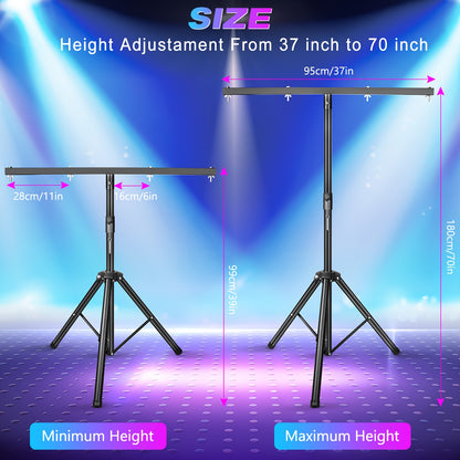Adjustable Tripod Stand for Audio Djs Featuring a Top T Bar, Suitable for PAR Cans, Wash Lights, Or Various Lighting Fixtures
