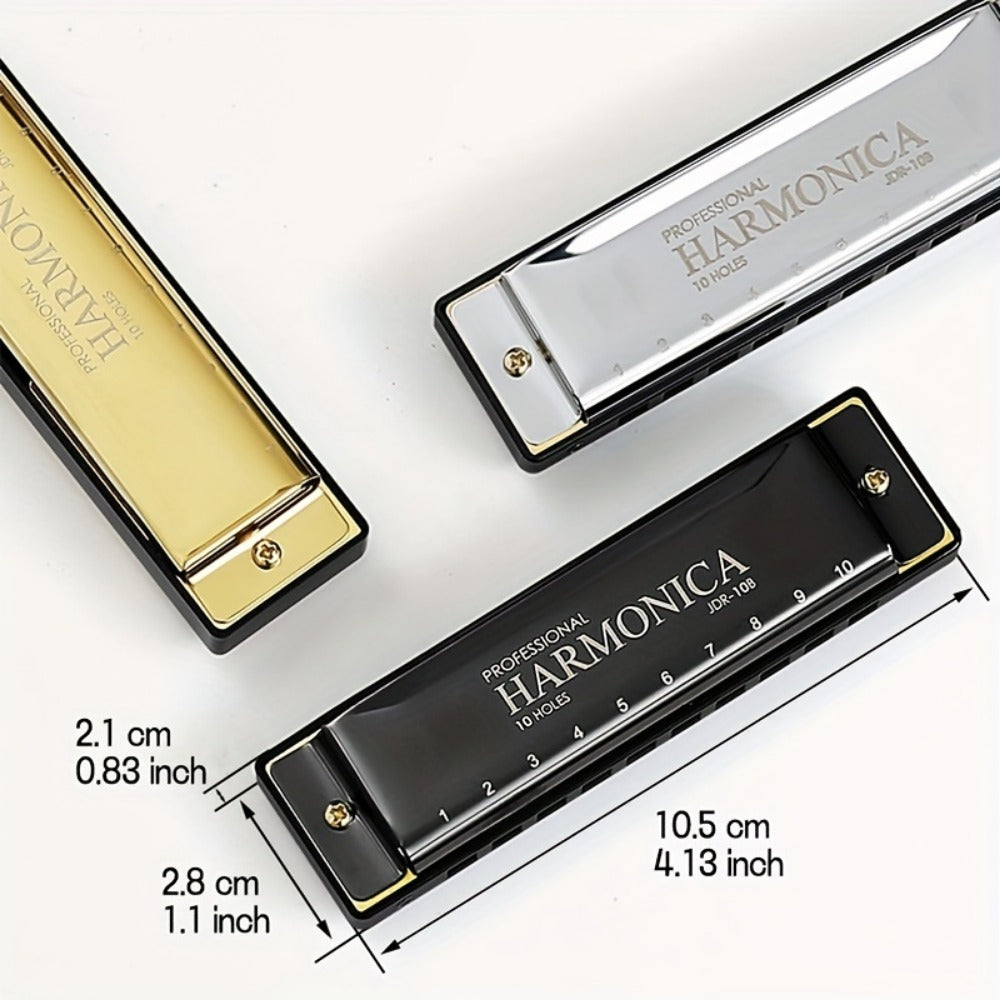 Blues Harmonica, Golden, Professional, Hole, C-Key for Blues Practice