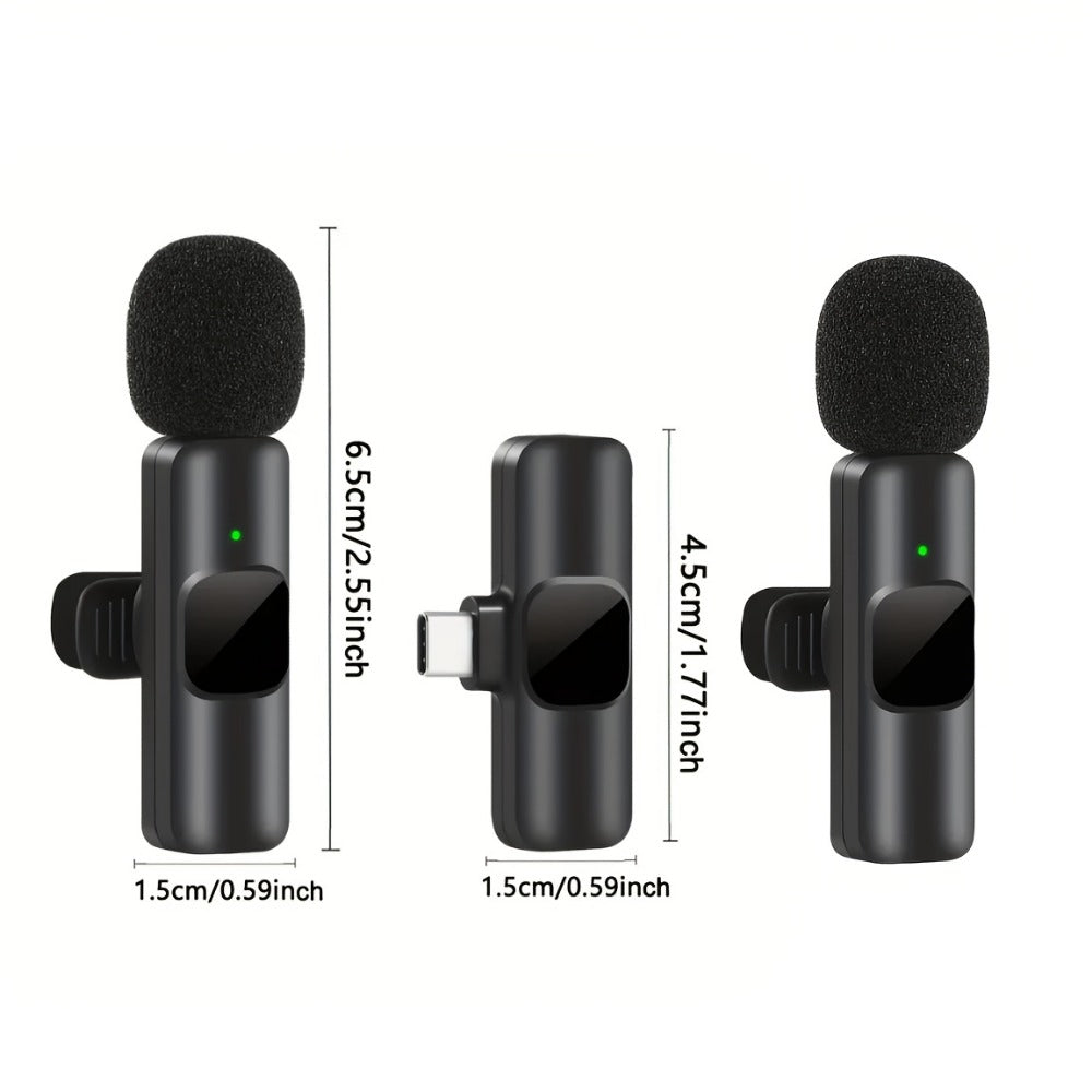 Recording Microphone, Wireless Lavalier Microphone, Wireless, USB-C, 4-Pack, Lavalier