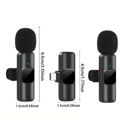 Recording Microphone, Wireless Lavalier Microphone, Wireless, USB-C, 4-Pack, Lavalier