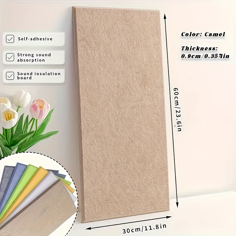 Set of 6 High-Density Acoustic Foam Panels Measuring 12X24X0.4 Inches, Available in Blue, Green, Yellow, Brown, And White. These Self-Adhesive Soundproof Wall Tiles Are Perfect for Enhancing The Decor of Homes, Offices